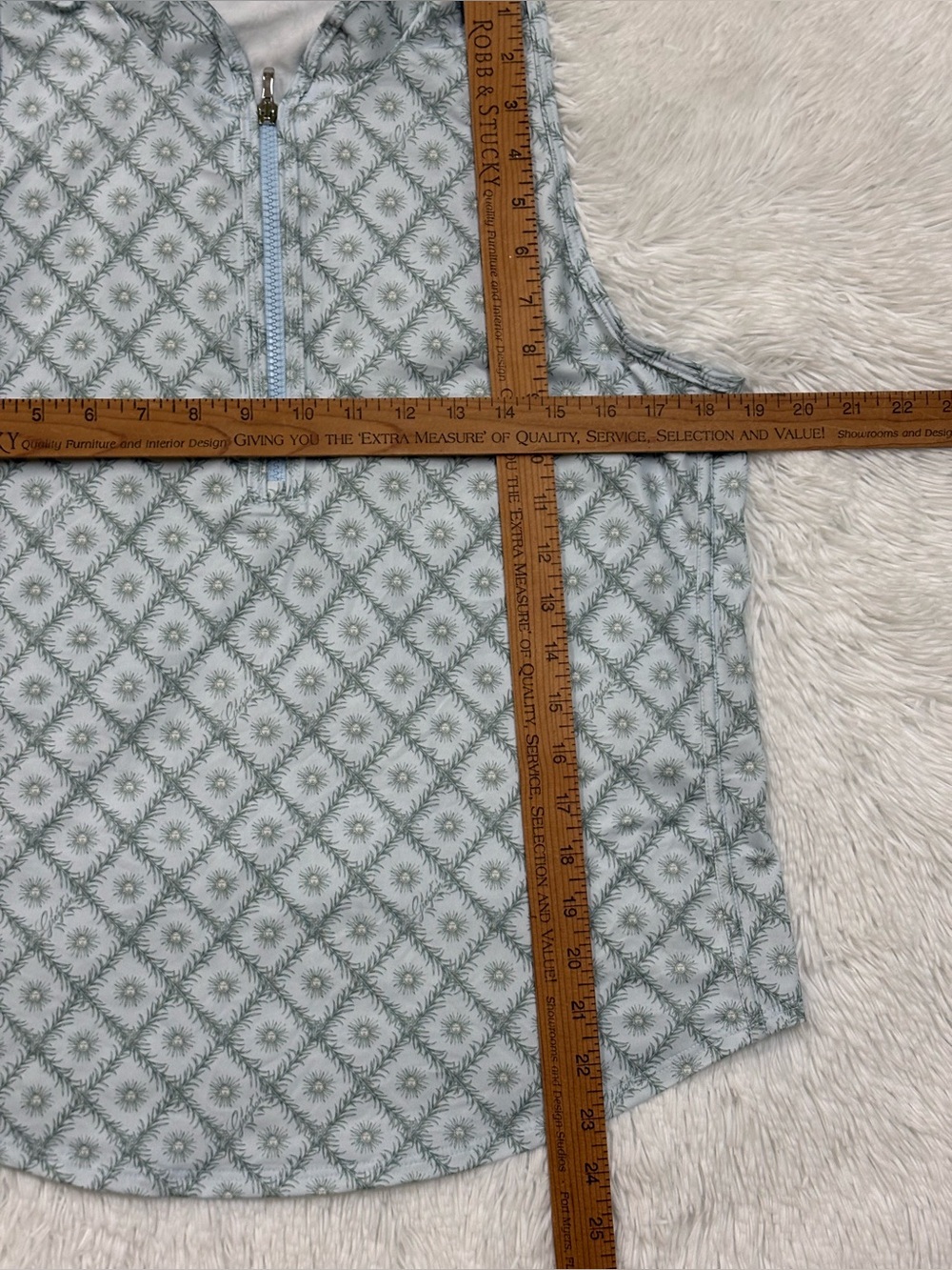 Greyson Light Blue & Sage Zip-Front Patterned Shell - Picture 5 of 8